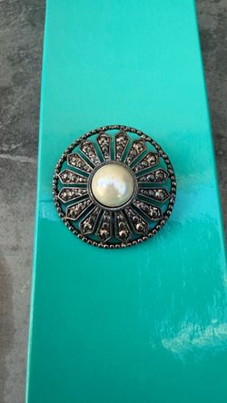 Vintage Antiqued Silver-Tone Faux Pearl Sunburst Brooch – Craft/Repair