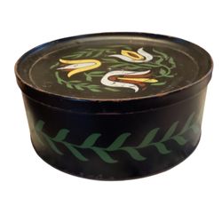 TOILE PAINTED METAL TIN W LID