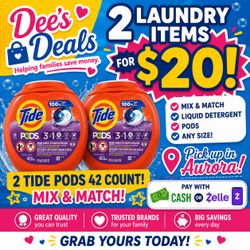 2 Tide or Gain Laundry Detergent for $20
