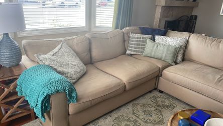 Pottery Barn Comfort Square Arm 3-Piece Bumper Sectional Organic Couch