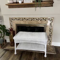 White Wicker Coffee Table with Shelf – Sturdy & Stylish