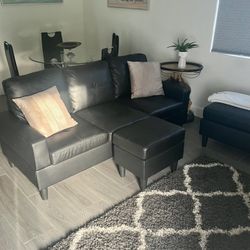 Black Couch And Ottoman 