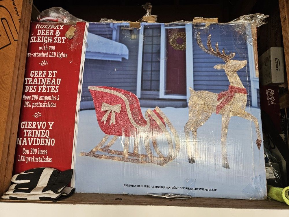 Outdoor Holiday Deer Sleight set decoration 200 led light christmax