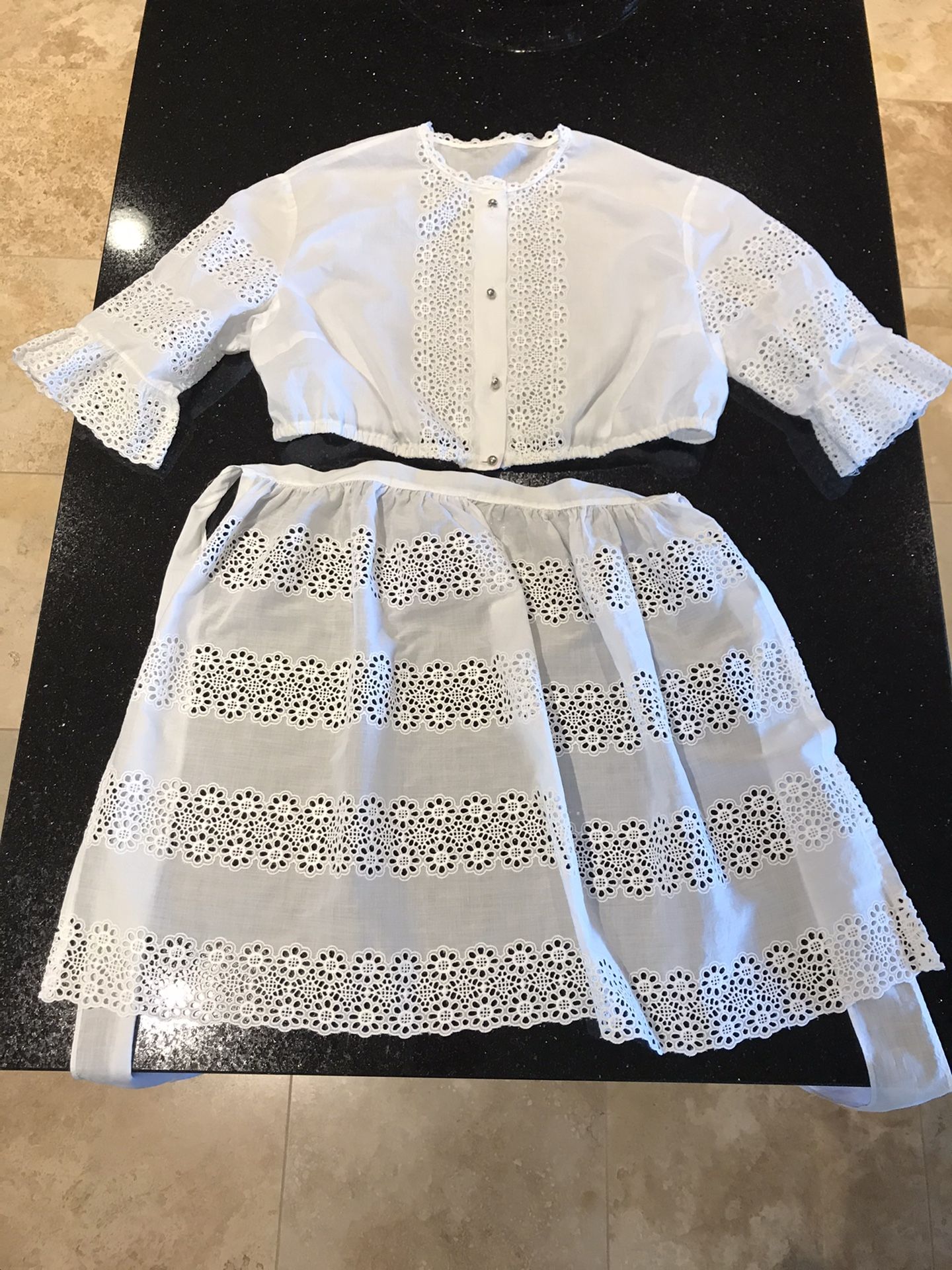 Vintage Dirndl Blouse And Apron