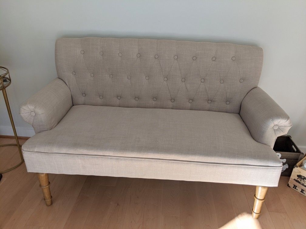 Pintuck Beige Couch Sofa