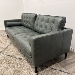Green Leather Sofa Couch Loveseat - Free Delivery 