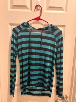 Teal and Black Striped Lightweight Hoodie