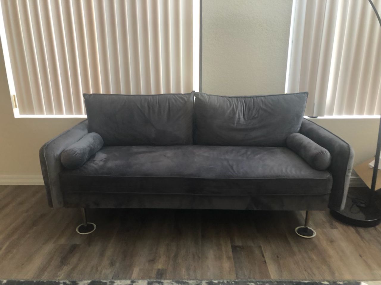 Grey Velvet Arm Sleeper Sofa