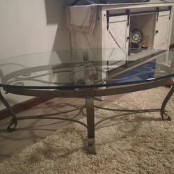 Glass Oval End Table 