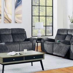SOFA and LOVE SEAT W/POWER RECLINER, LUMBAR & HEADREST