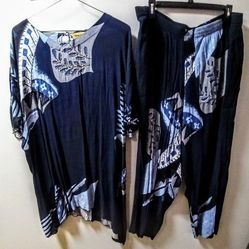 Plus Size Bold Polynesian Print 100% Rayon Outfit