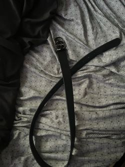 Gucci Black Leather Belt Silver GG Buckle