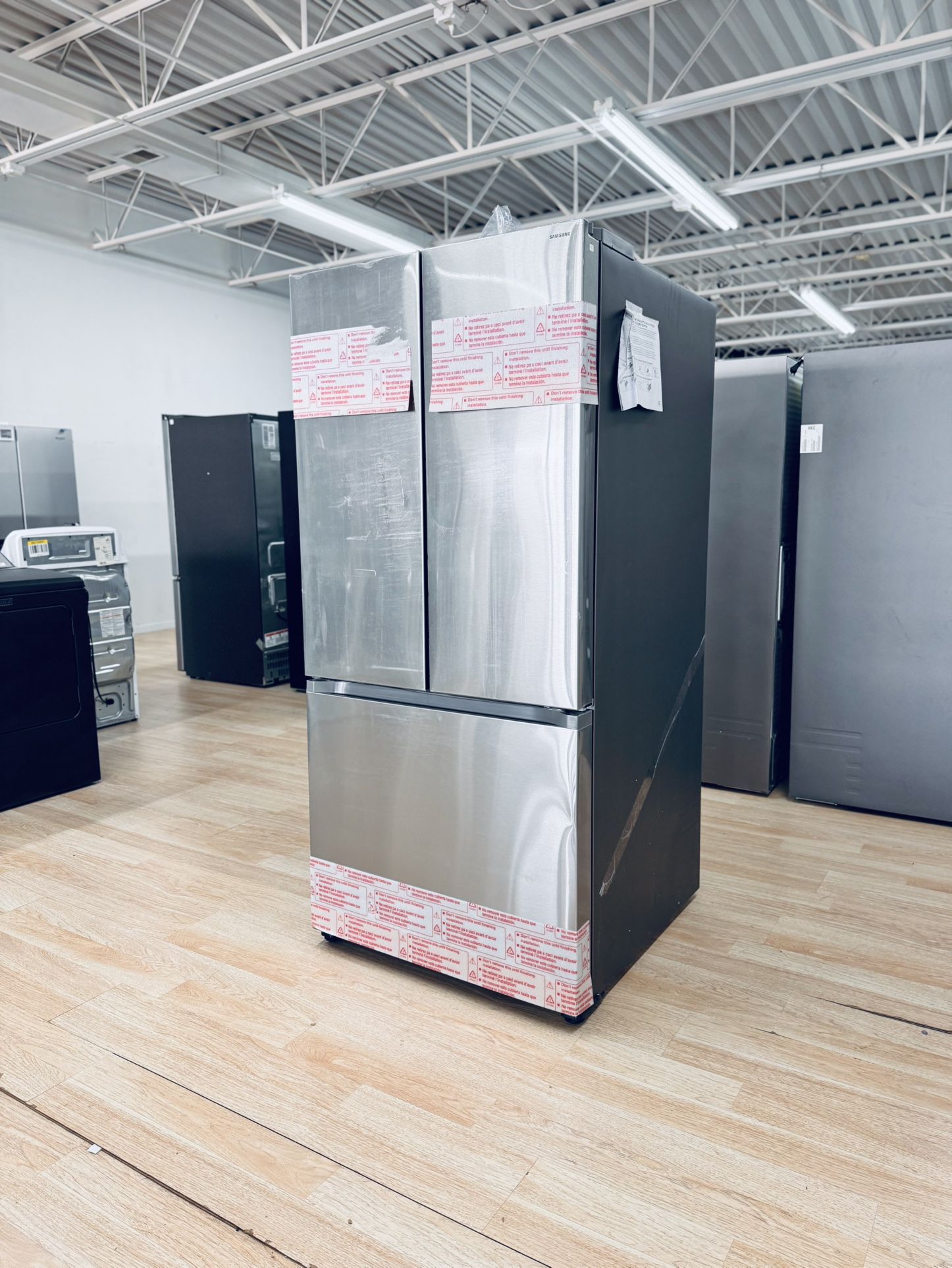New Samsung - 25 cu. ft. 3-Door French Door Smart Refrigerator with Beverage Center - Stainless Steel Model: RF25C5551SR/AA