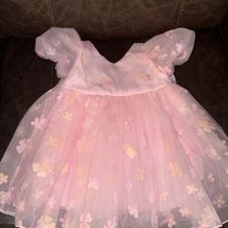 Babygirl Pink Flower Dress with Bow