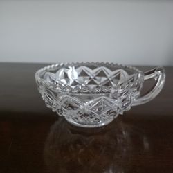 Pressed glass bowl with diamond and hobnail pattern