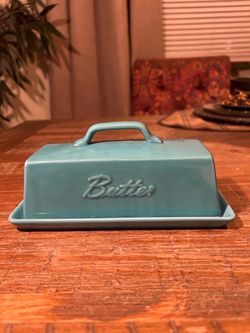 Bruntmor Aqua/Teal Ceramic Butter Dish Keeper With Cover