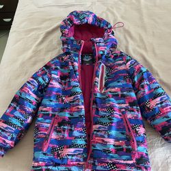 Girl's Waterproof Ski Jacket Warm Fleece Hooded Winter Snow Coat