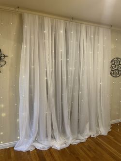 White and Ivory SHEER BACKDROP CURTAINS (4 white and 6 ivory)