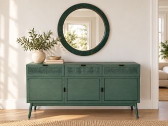 Console Cabinet + Matching Round Mirror