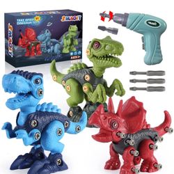 Take Apart Dinosaur Toys with Electric Drill, Learning stem Construction Toy Holiday Birthday for Age 3-7 Year Old Kids