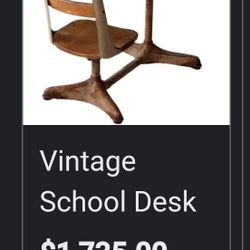 100 Years Old Mid Century American Seating Co Wood and metal students Combination desk And Chair