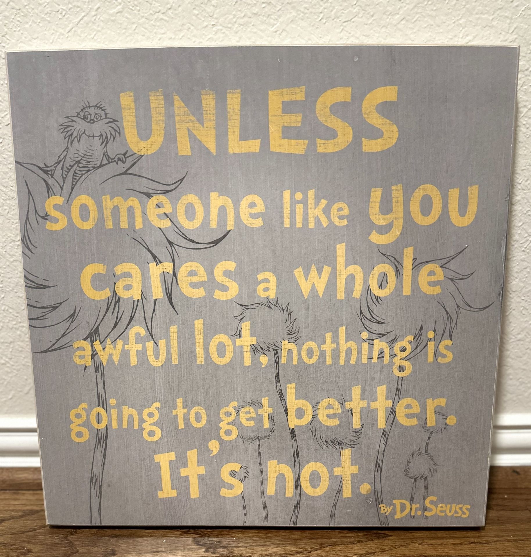 Dr. Seuss Lorax Quote Wood Box Print 18 x 18