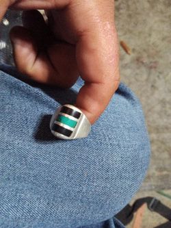 Silver ring black onix