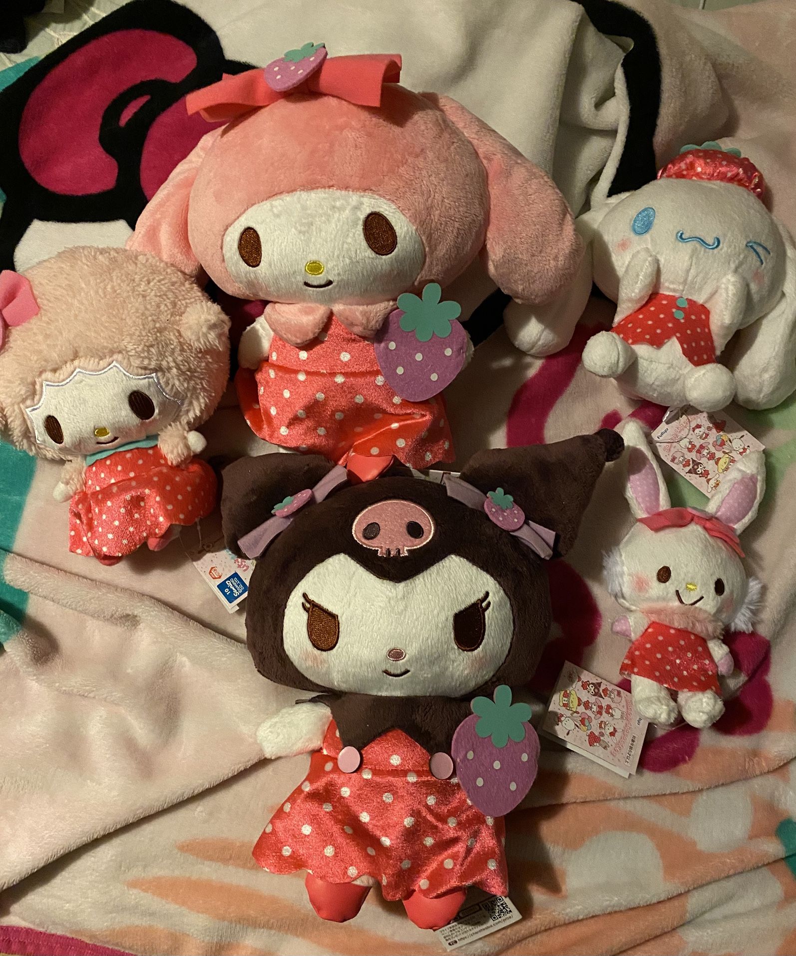 Strawberry Sanrio Plushies