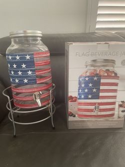 Flag Beverage Jar With Stand 1.5 Gallon