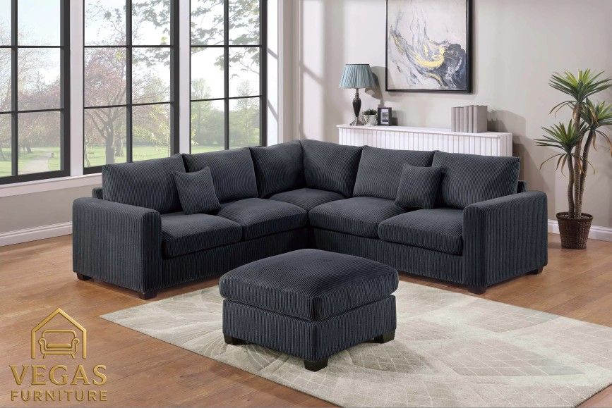 Sectional W Ottoman Black / GRAY 