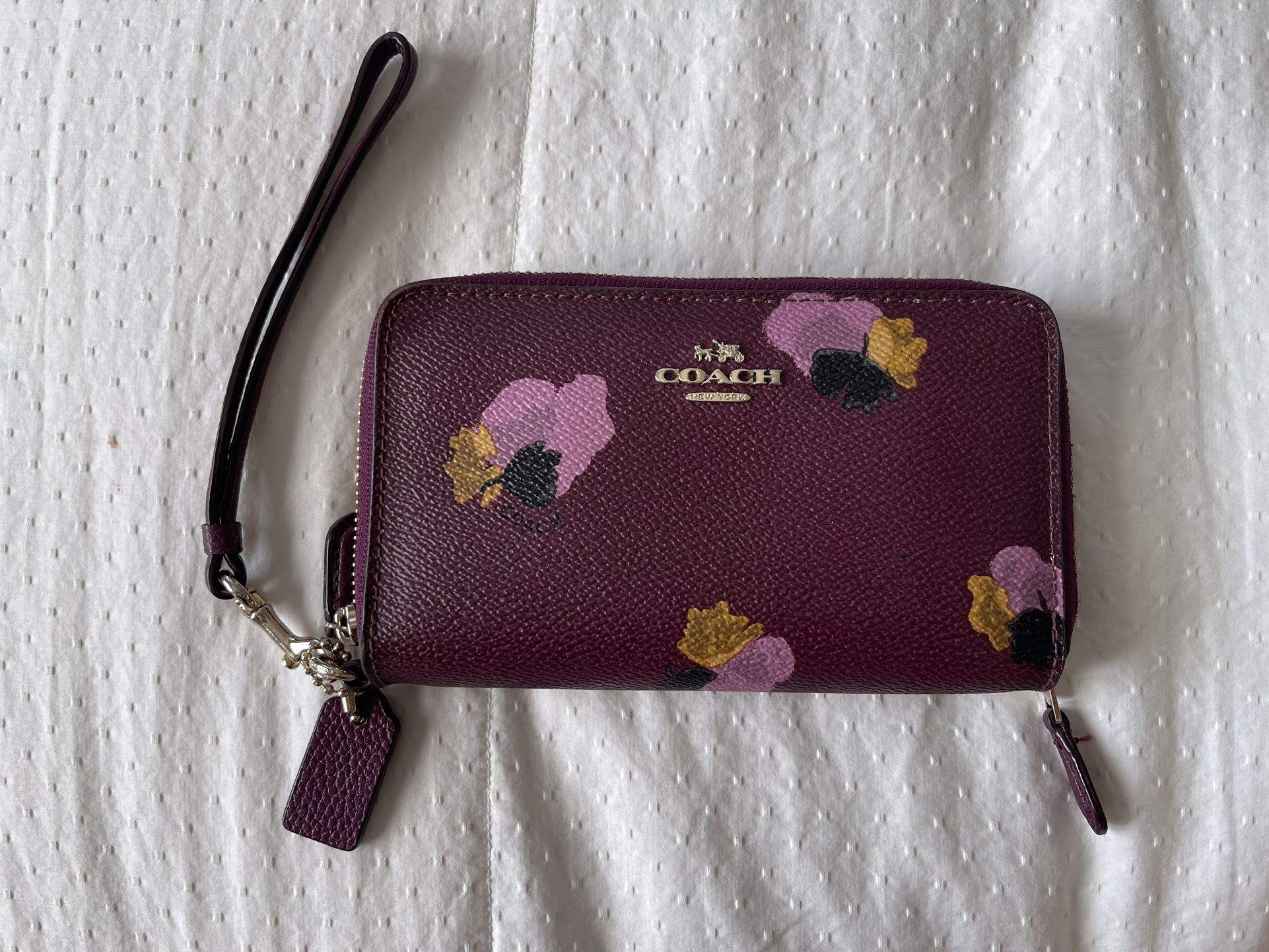Coach Burgundy and Pink Floral Wallet
