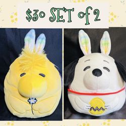 Squishmallow Easter 2024 Peanuts Woodstock Bunny Ears & Daisy 8” Plush & Snoopy Bunny Ears Charlie Brown Egg 8” Plush NWT