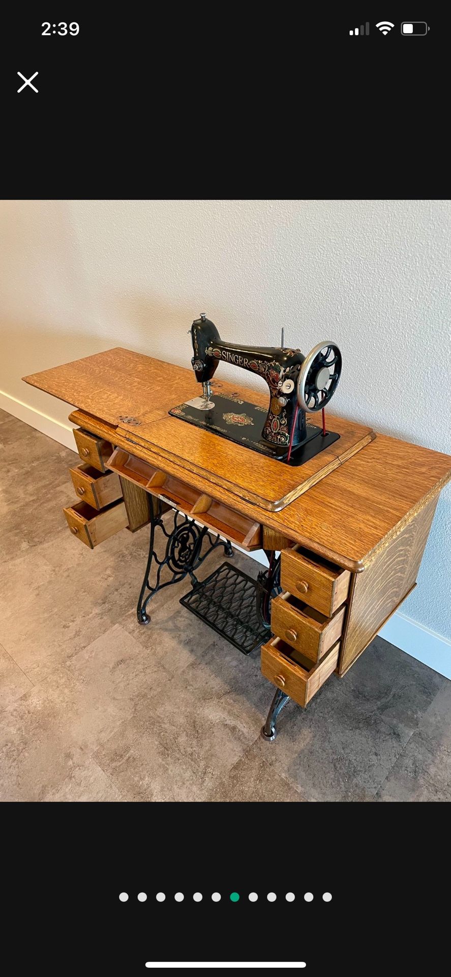Vintage 1921 Singer Treadle Sewing Machine