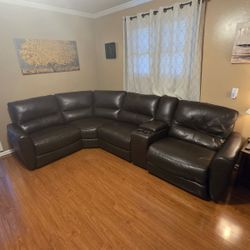 Black, Leather Sectional With Power Recliners  from Macy’s Furniture 