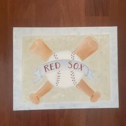 Red Sox Baseball Canvas 14” x 11” Pic Hand Painted Art 
