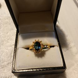 Gold tone Sapphire With Cz Sones