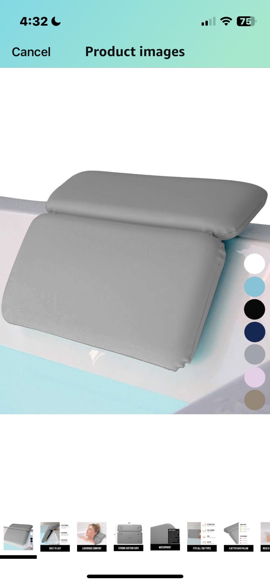 GORILLA GRIP Bath Pillow for Tub, Improved Suction Cups, Luxury Bathtub Pillows, Headrest for Neck and Back Support, Relaxing Home Spa, Hot Tubs and B