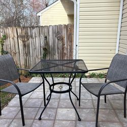 Outdoor Patio Table & 2 Chairs Set – Modern Black Metal