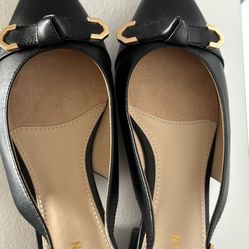 Cole Haan Women's Menlo Skimmer Black Leather Slingback Flats  Size 7.5