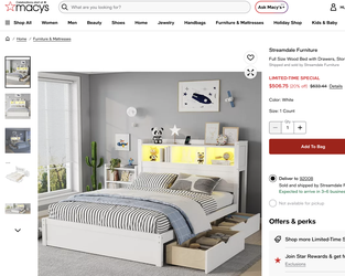 Unused White Full Size Storage Bed with Shelves and Drawers • $295