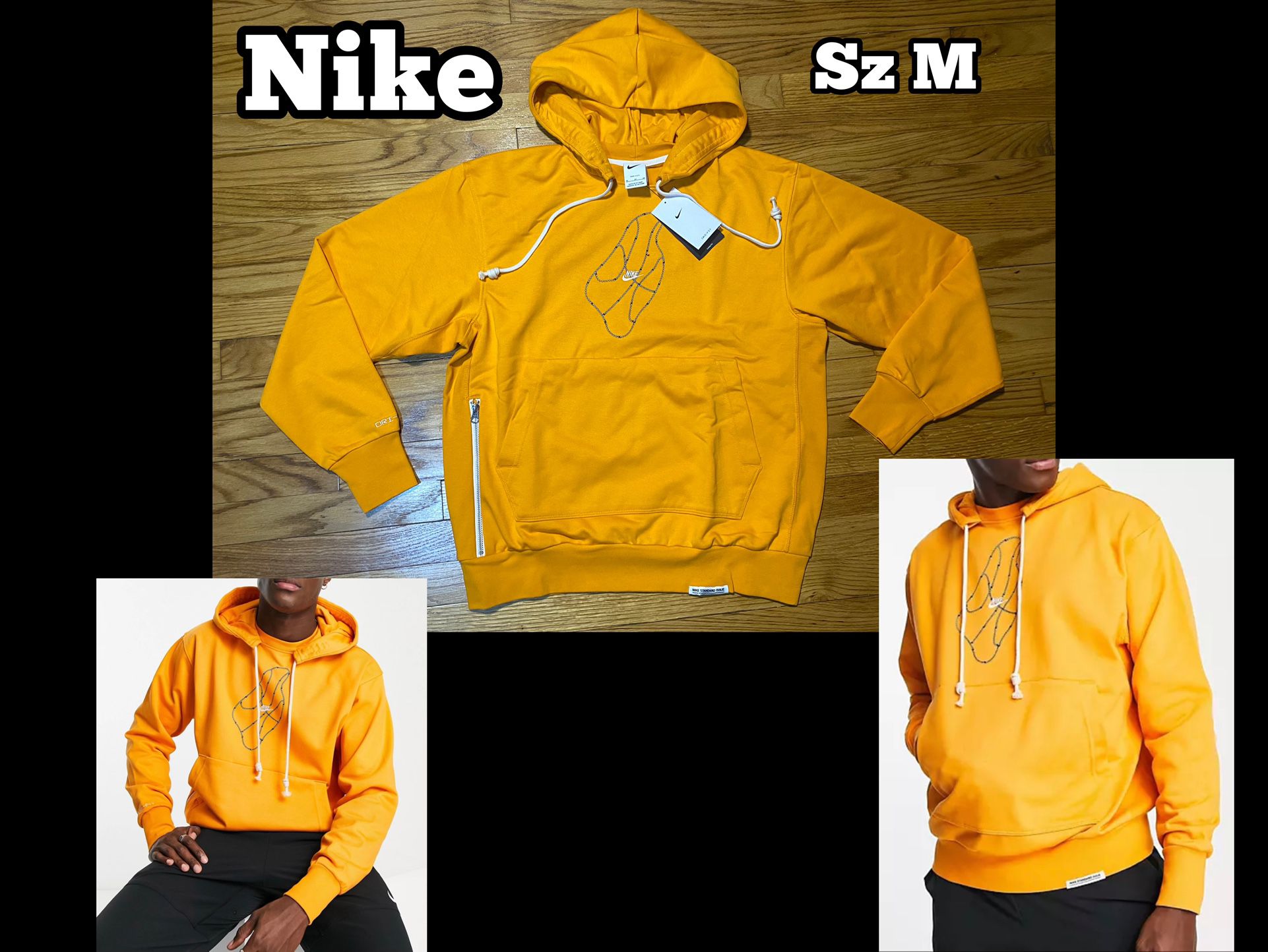 Nike Dri-Fit Standard Issue Basketball Hoodie Yellow Mens Sz Medium New