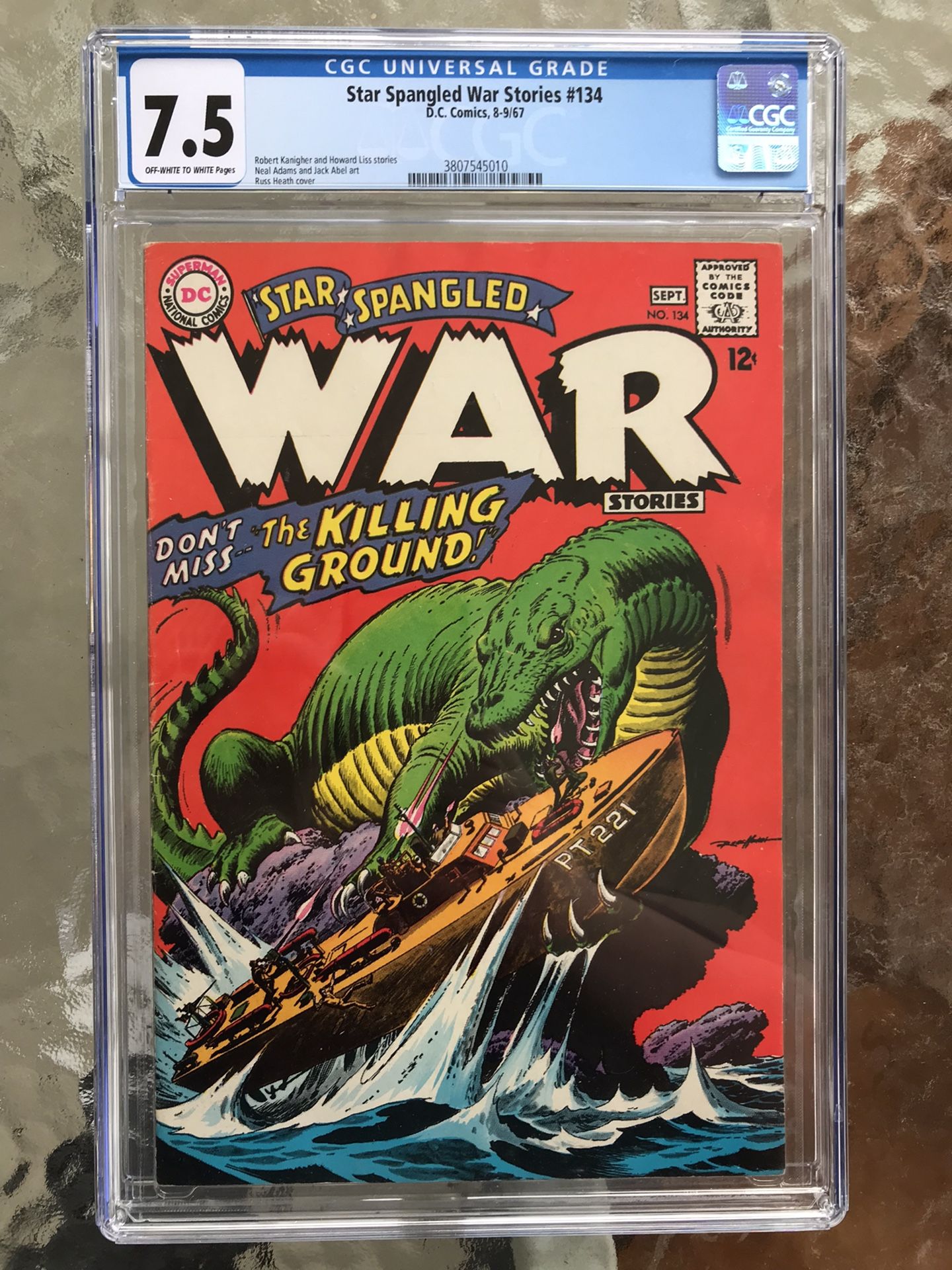Star Spangled War Stories 134 (1967) CGC 7.5 — O/w to White Pages Kanigher