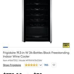 Frigidaire 19.3-in W 34-Bottles Black Freestanding Indoor Wine Cooler