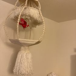 Macrame fabric bird cage Home decoration with bird