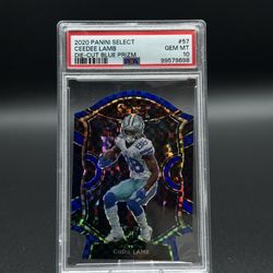 2020 Panini Select CeeDee Lamb Concourse Die-Cut Blue Prizm