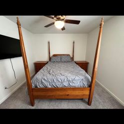 Queen  Poster Bed And 2 Nightstands (Mattress and Box Spring NOT included