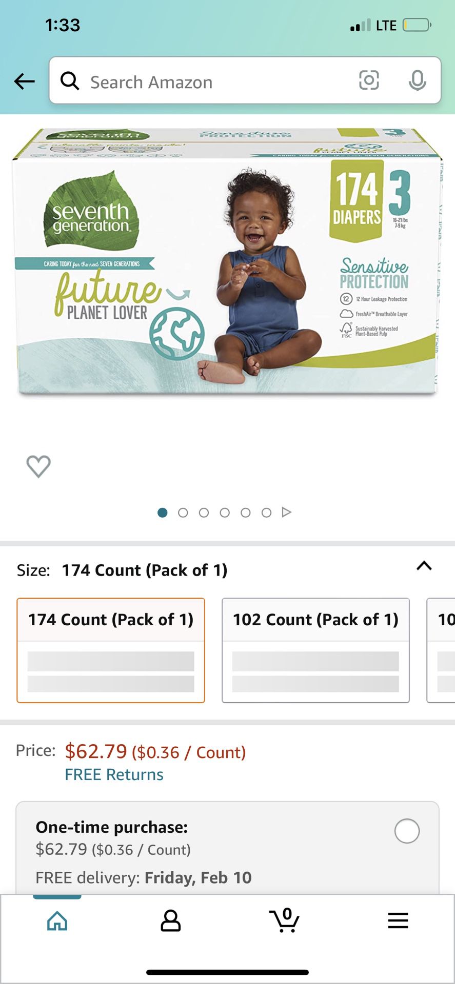 Pamper For Baby Size 3 (174 Counts)