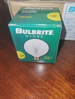 2 Boxes Of Bulbrite Globe Light bulb G16 1/2 Clear