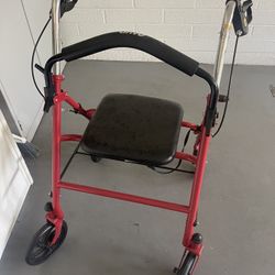 Rollator walker with seat and brakes, no storage