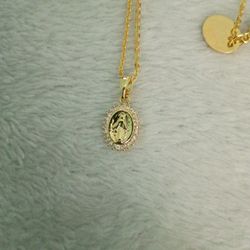 Virgin Mary Gold Plated Necklace 